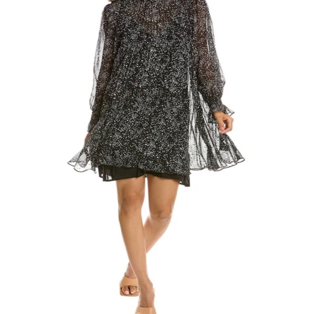 Maje BLACK/WHITE Women's Risou Metallic Printed Tent Dress, US 38
